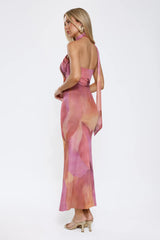 Pixie Drift Halter Mesh Maxi Dress Purple