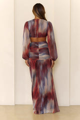 Shimmering Horizon Cutout Long Sleeve Maxi Dress Multi