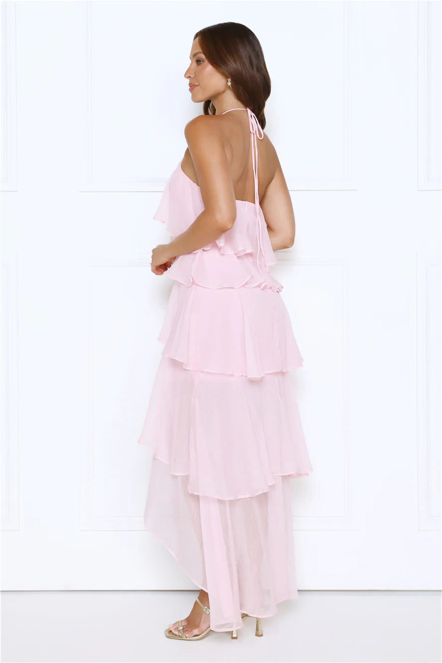 Dreamlight Affair Halter Maxi Dress Pink