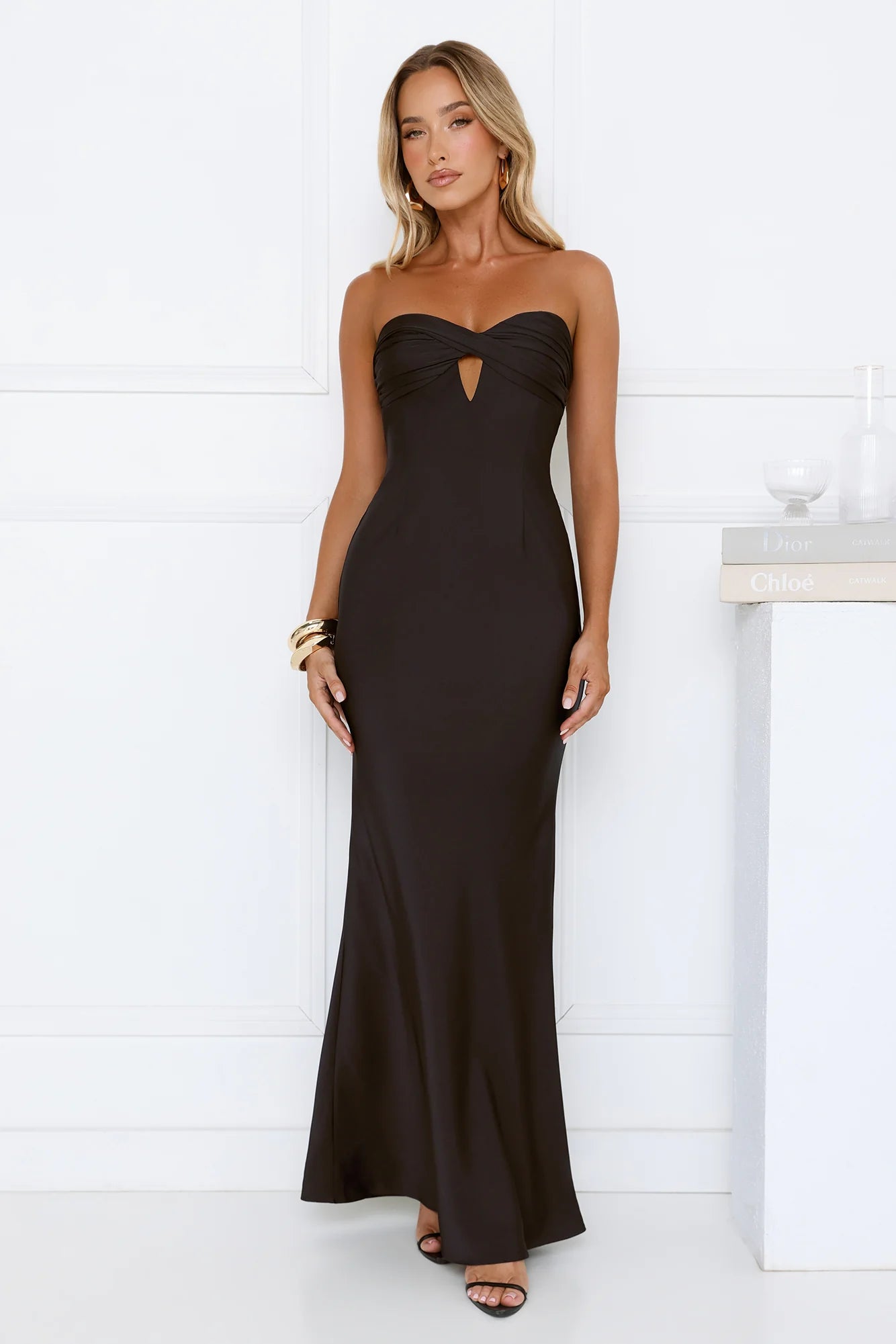 Silken Aurora Strapless Maxi Dress Black