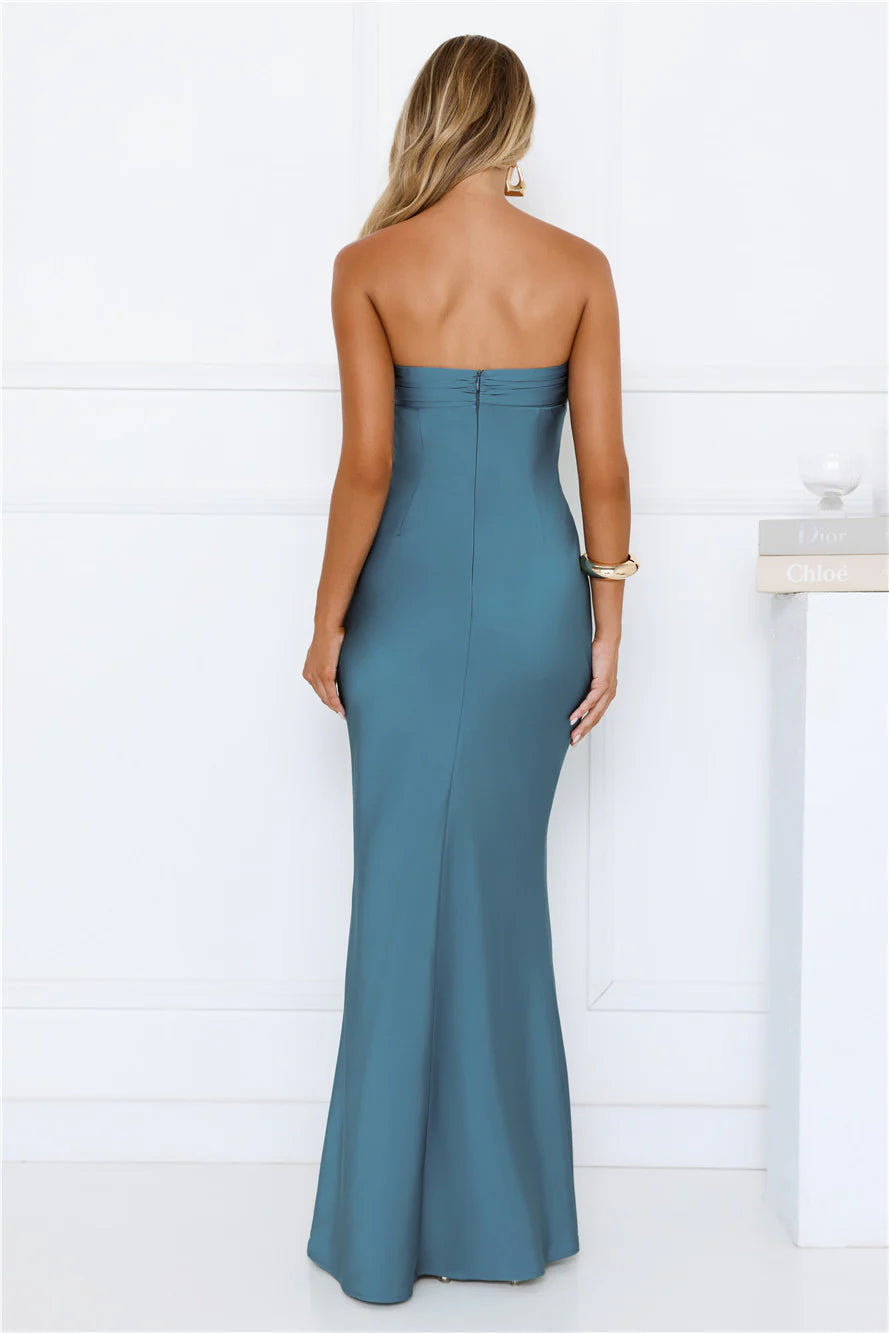 Silken Aurora Strapless Maxi Dress Teal