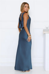 Effortless Appeal Satin Maxi Dress Teal