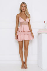 Pretty Intentions Satin Lace Mini Dress Pink