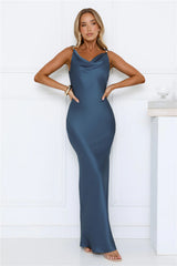 Effortless Appeal Satin Maxi Dress Teal