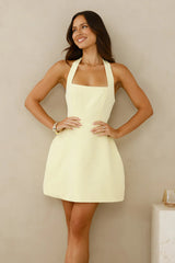 Hotel Service Halter Mini Dress Yellow